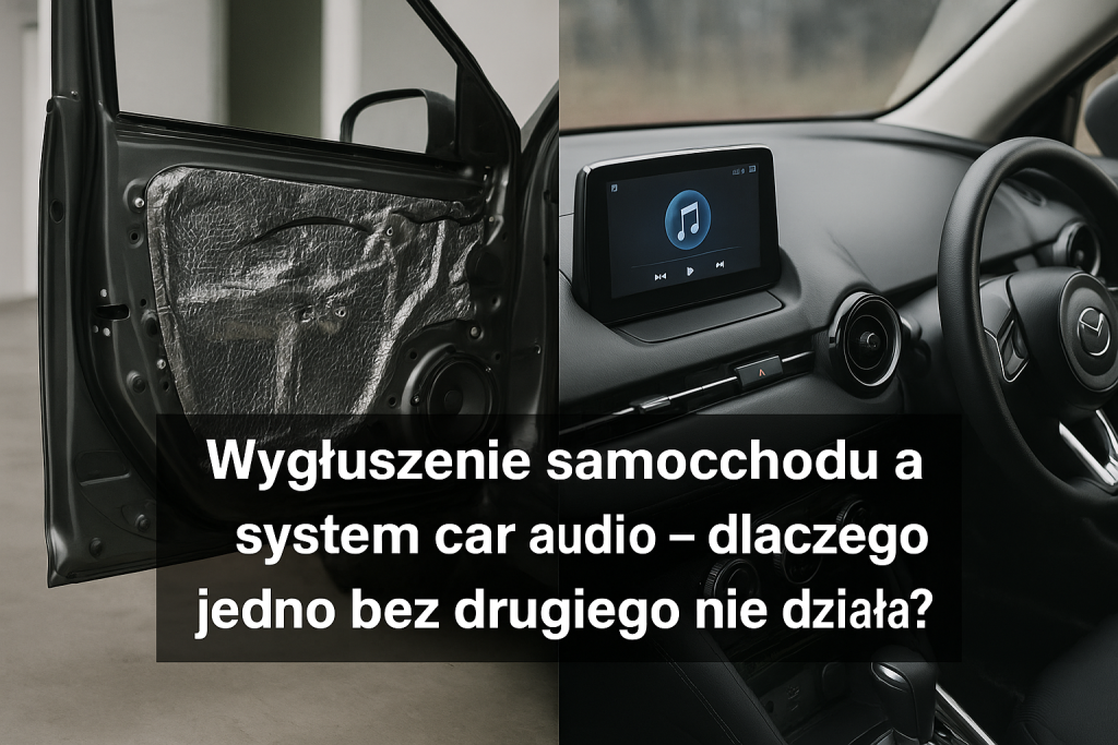 Wygłuszenie drzwi samochodu z matą butylową oraz widok na system car audio – idealne połączenie dla lepszej jakości dźwięku w aucie