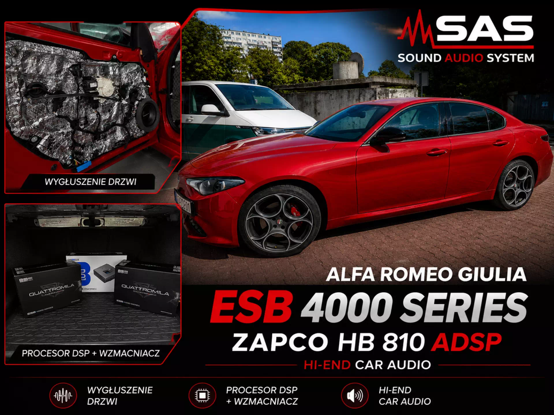 You are currently viewing Alfa Romeo Giulia – wygłuszenie przednich drzwi i rozbudowa car audio